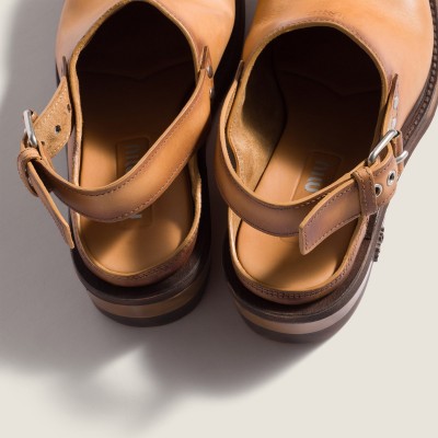 Miu Miu Foule Leather Mules Light Tan MM261124