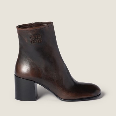 Miu Miu Fume Calf Booties Dark Brown MM261062 Miu Miu Fume Calf Booties Dark Brown MM261062
