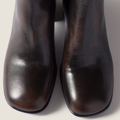 Miu Miu Fume Calf Booties Dark Brown MM261062 Miu Miu Fume Calf Booties Dark Brown MM261062