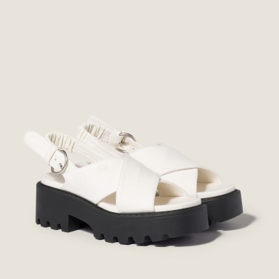 Miu Miu Gabardine Sandals Ivory MM261171 Miu Miu Gabardine Sandals Ivory MM261171