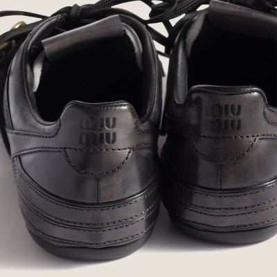 Miu Miu Gymnasium Leather Sneakers With Buckle Black MM261272