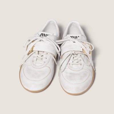 Miu Miu Gymnasium Leather Sneakers With Strap And Buckle White MM261274 Miu Miu Gymnasium Leather Sneakers With Strap And Buckle White MM261274