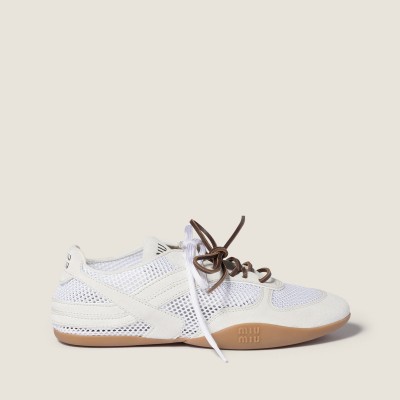 Miu Miu Gymnasium Mesh And Suede Sneakers White MM261254