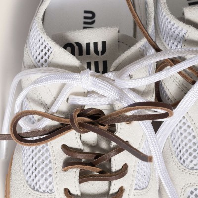 Miu Miu Gymnasium Mesh And Suede Sneakers White MM261254