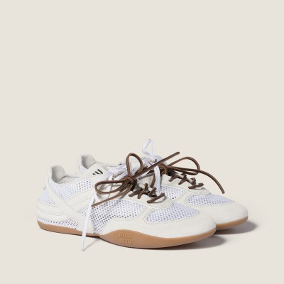 Miu Miu Gymnasium Mesh And Suede Sneakers White MM261254 Miu Miu Gymnasium Mesh And Suede Sneakers White MM261254