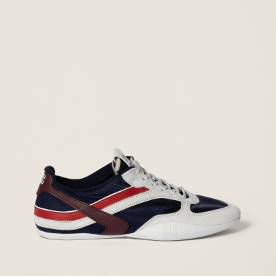 Miu Miu Gymnasium Technical Fabric And Suede Sneakers Baltic Blue Amaranth MM261256 Miu Miu Gymnasium Technical Fabric And Suede Sneakers Baltic Blue Amaranth MM261256
