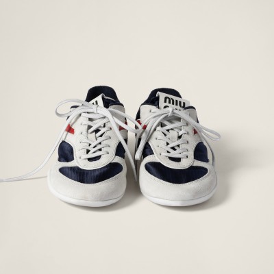 Miu Miu Gymnasium Technical Fabric And Suede Sneakers Baltic Blue Amaranth MM261256 Miu Miu Gymnasium Technical Fabric And Suede Sneakers Baltic Blue Amaranth MM261256