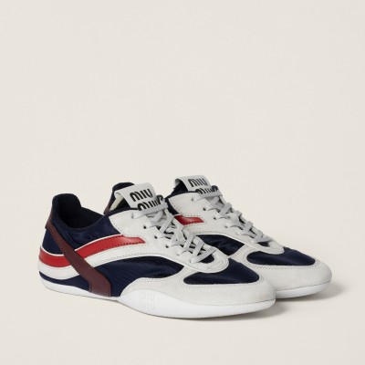 Miu Miu Gymnasium Technical Fabric And Suede Sneakers Baltic Blue Amaranth MM261256 Miu Miu Gymnasium Technical Fabric And Suede Sneakers Baltic Blue Amaranth MM261256