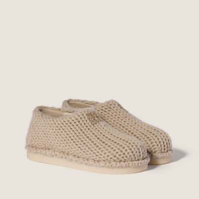 Miu Miu Knit Mules Desert Beige MM261332 Miu Miu Knit Mules Desert Beige MM261332