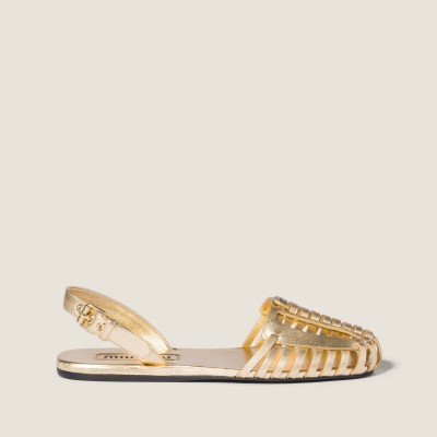 Miu Miu Laminated Nappa Leather Fisherman Sandals Platinum MM261183