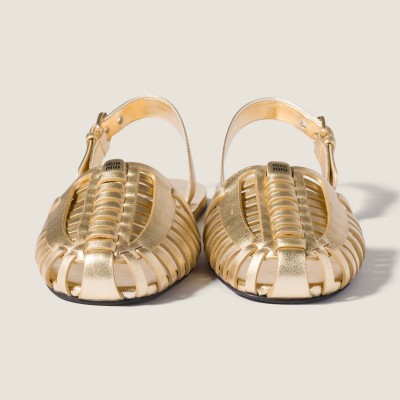 Miu Miu Laminated Nappa Leather Fisherman Sandals Platinum MM261183