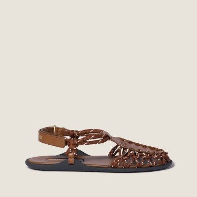 Miu Miu Leather And Cord Sandals Hazelnut Brown Tobacco MM261161