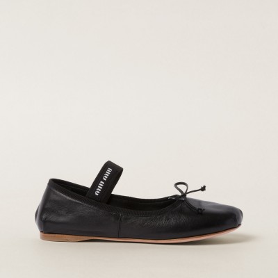 Miu Miu Leather Ballerinas Black MM261019 Miu Miu Leather Ballerinas Black MM261019