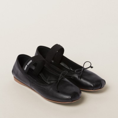 Miu Miu Leather Ballerinas Black MM261019 Miu Miu Leather Ballerinas Black MM261019