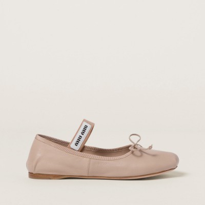 Miu Miu Leather Ballerinas Water Lily MM261020
