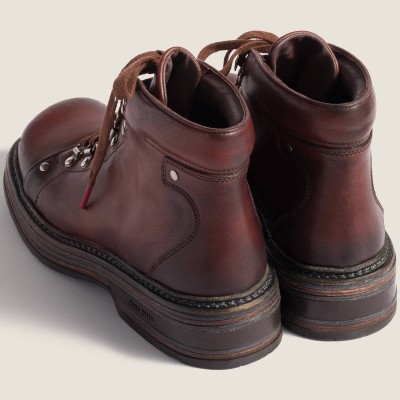Miu Miu Leather Booties Coffee MM261288 Miu Miu Leather Booties Coffee MM261288