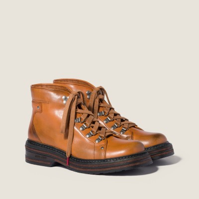 Miu Miu Leather Booties Cognac MM261287 Miu Miu Leather Booties Cognac MM261287