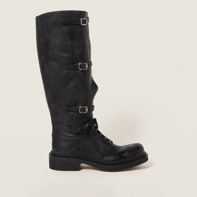 Miu Miu Leather Boots Black MM261071 Miu Miu Leather Boots Black MM261071