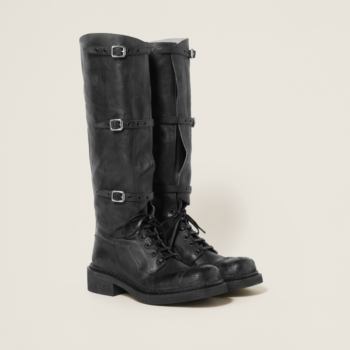 Miu Miu Leather Boots Black MM261071 Miu Miu Leather Boots Black MM261071