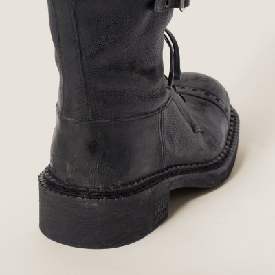 Miu Miu Leather Boots Black MM261071 Miu Miu Leather Boots Black MM261071