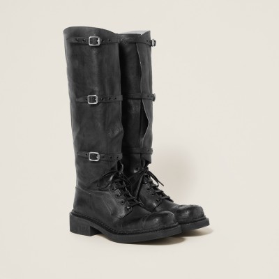 Miu Miu Leather Boots Black MM261071 Miu Miu Leather Boots Black MM261071