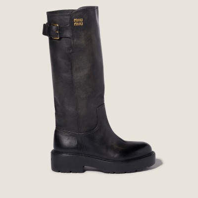 Miu Miu Leather Boots Black MM261308