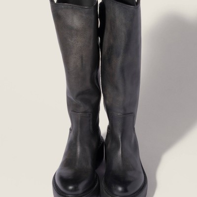 Miu Miu Leather Boots Black MM261308