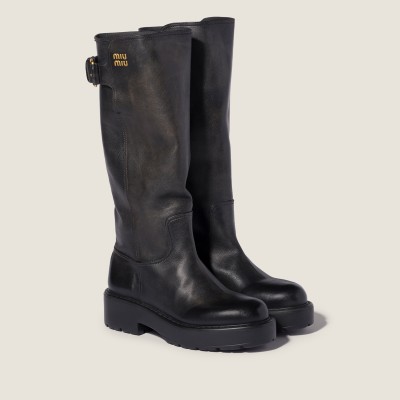 Miu Miu Leather Boots Black MM261308 Miu Miu Leather Boots Black MM261308