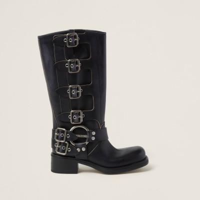 Miu Miu Leather Boots Black MM261068