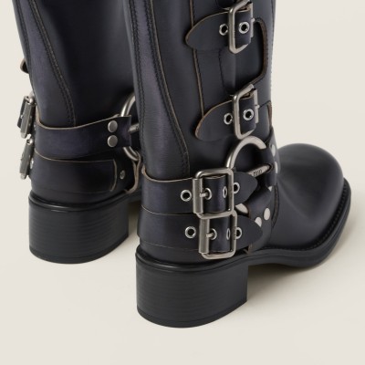 Miu Miu Leather Boots Black MM261068