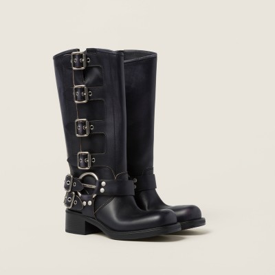 Miu Miu Leather Boots Black MM261068 Miu Miu Leather Boots Black MM261068