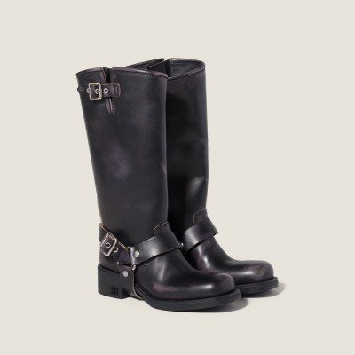 Miu Miu Leather Boots Black MM261313 Miu Miu Leather Boots Black MM261313