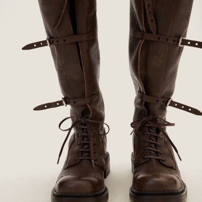 Miu Miu Leather Boots Cocoa Brown MM261072