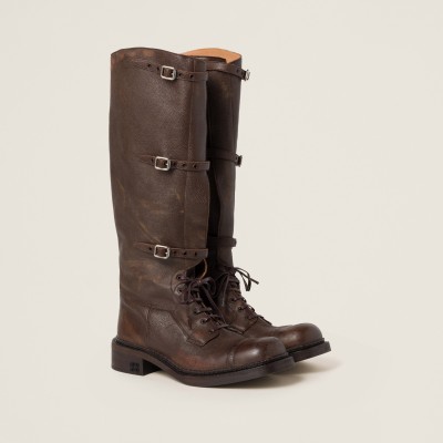 Miu Miu Leather Boots Cocoa Brown MM261072 Miu Miu Leather Boots Cocoa Brown MM261072