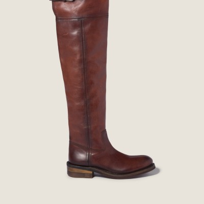 Miu Miu Leather Boots Coffee MM261304