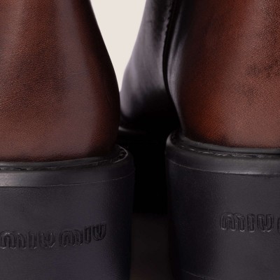 Miu Miu Leather Boots Coffee MM261307