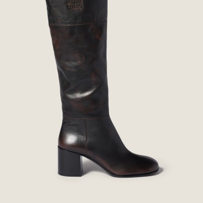 Miu Miu Leather Boots Dark Brown MM261303