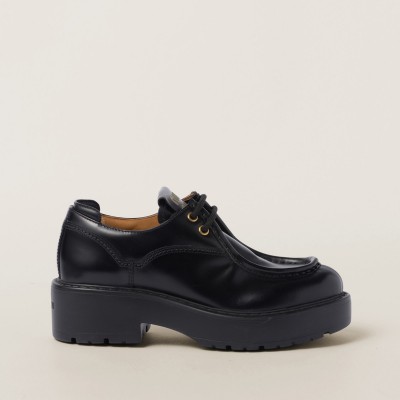 Miu Miu Leather Lace-Up Shoes Black MM261329
