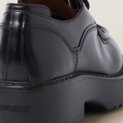 Miu Miu Leather Lace-Up Shoes Black MM261329