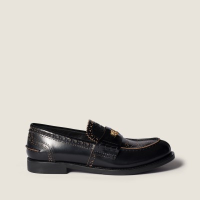 Miu Miu Leather Loafers Black MM261096