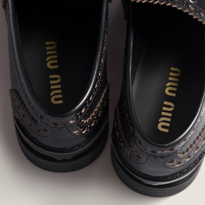Miu Miu Leather Loafers Black MM261096