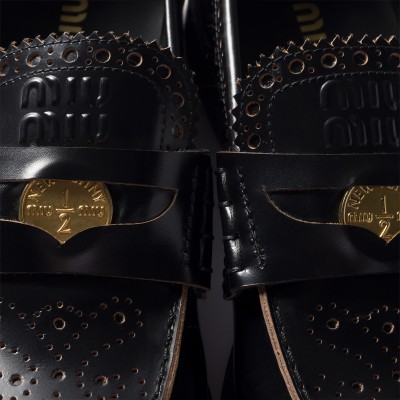 Miu Miu Leather Loafers Black MM261096