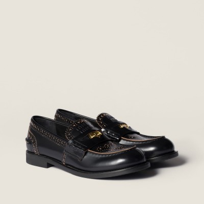 Miu Miu Leather Loafers Black MM261096 Miu Miu Leather Loafers Black MM261096