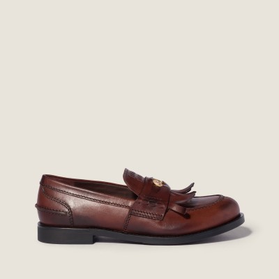 Miu Miu Leather Loafers Coffee MM261324