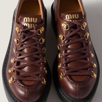 Miu Miu Leather Loafers Coffee MM261328