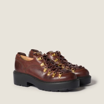 Miu Miu Leather Loafers Coffee MM261328