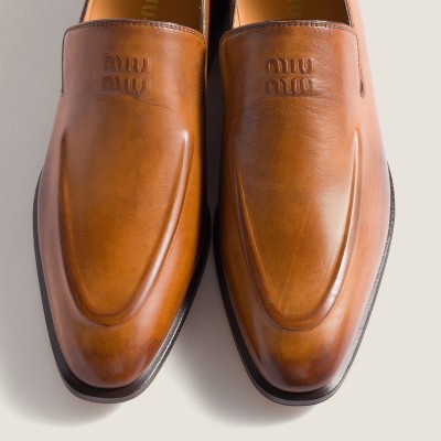 Miu Miu Leather Loafers Cognac MM261109