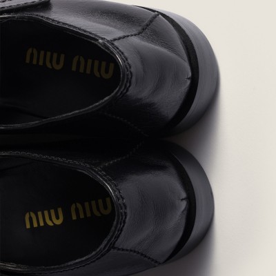 Miu Miu Leather Loafers With Strap Black MM261090 Miu Miu Leather Loafers With Strap Black MM261090