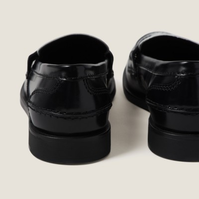 Miu Miu Leather Penny Loafers Black White MM261097 Miu Miu Leather Penny Loafers Black White MM261097