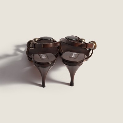Miu Miu Leather Sandals Dark Brown MM261189